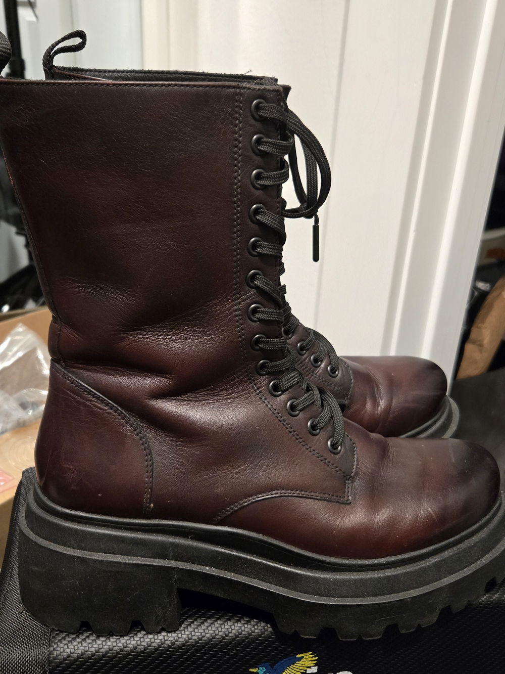 Thursday Boot Company Women’s Lace-Up Combat Boots in Black Cherry